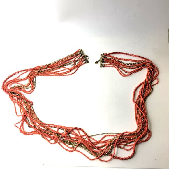 Multistrand Orange Long Necklace - Picture 9 of 12
